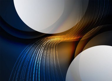 Parçacıklar koyu renk arka plan üzerinde oluşturulan parlayan dalga