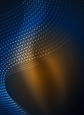 Parçacıklar koyu renk arka plan üzerinde oluşturulan parlayan dalga