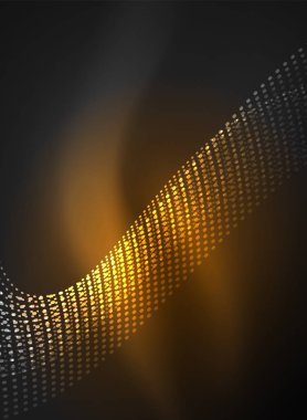 Parçacıklar koyu renk arka plan üzerinde oluşturulan parlayan dalga