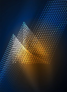 Parçacıklar koyu renk arka plan üzerinde oluşturulan parlayan dalga