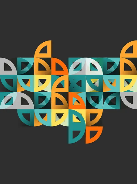 Řezané kruhy papír, mozaika mix geometrický vzor — Stockový vektor
