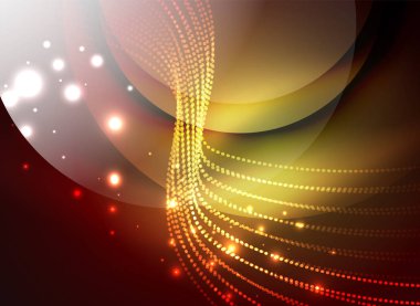 Parçacıklar koyu renk arka plan üzerinde oluşturulan parlayan dalga