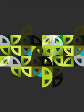 Kağıt daire kesim, mozaik mix geometrik desen tasarım