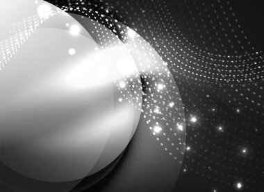 Parçacıklar koyu renk arka plan üzerinde oluşturulan parlayan dalga