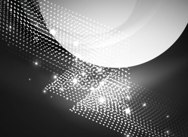 Parçacıklar koyu renk arka plan üzerinde oluşturulan parlayan dalga