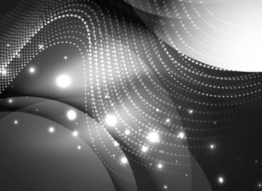 Parçacıklar koyu renk arka plan üzerinde oluşturulan parlayan dalga