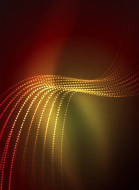 Parçacıklar koyu renk arka plan üzerinde oluşturulan parlayan dalga