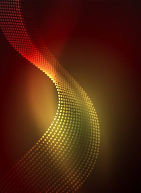 Parçacıklar koyu renk arka plan üzerinde oluşturulan parlayan dalga