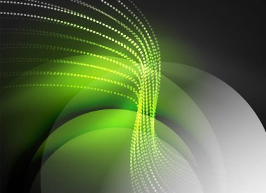 Parçacıklar koyu renk arka plan üzerinde oluşturulan parlayan dalga