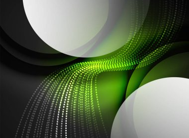 Parçacıklar koyu renk arka plan üzerinde oluşturulan parlayan dalga