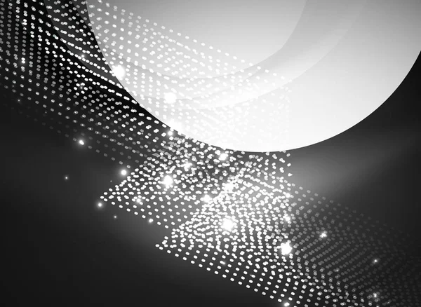 Parçacıklar koyu renk arka plan üzerinde oluşturulan parlayan dalga