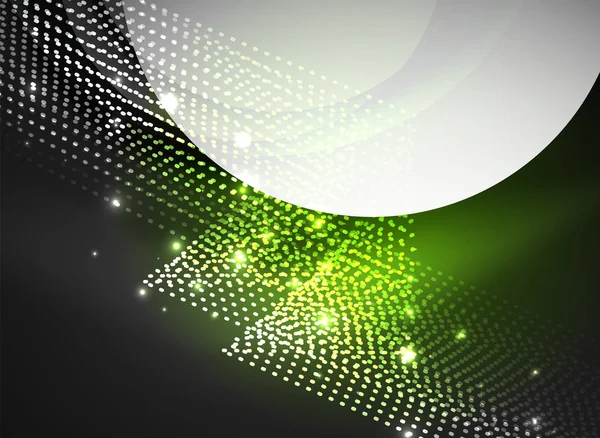 Parçacıklar koyu renk arka plan üzerinde oluşturulan parlayan dalga