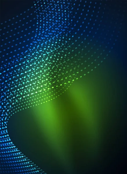 Parçacıklar koyu renk arka plan üzerinde oluşturulan parlayan dalga