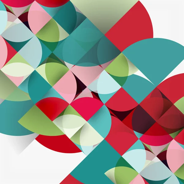Řezané kruhy papír, mozaika mix geometrický vzor — Stockový vektor