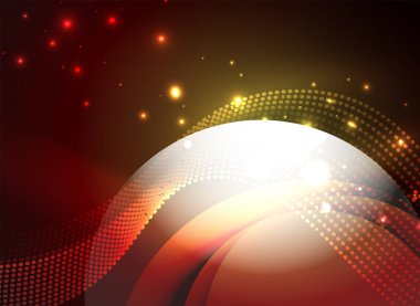 Parçacıklar koyu renk arka plan üzerinde oluşturulan parlayan dalga