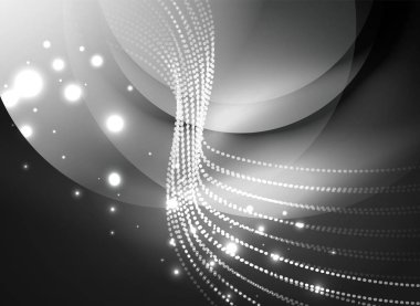 Parçacıklar koyu renk arka plan üzerinde oluşturulan parlayan dalga