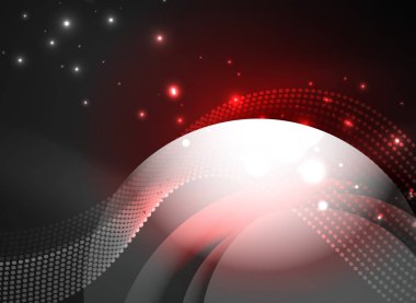 Parçacıklar koyu renk arka plan üzerinde oluşturulan parlayan dalga