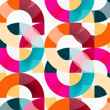 Modern geometrik desen tasarım gri arka plan üzerinde renkli halkalar