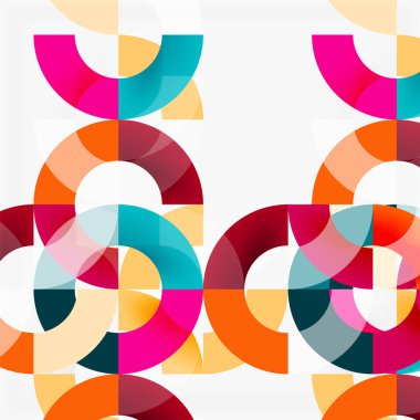 Modern geometrik desen tasarım gri arka plan üzerinde renkli halkalar