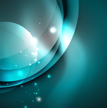 Dijital illüstrasyon, parlayan dalgalar ve daireler