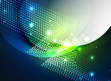 Parçacıklar koyu renk arka plan üzerinde oluşturulan parlayan dalga