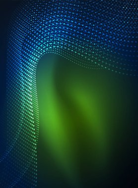 Parçacıklar koyu renk arka plan üzerinde oluşturulan parlayan dalga