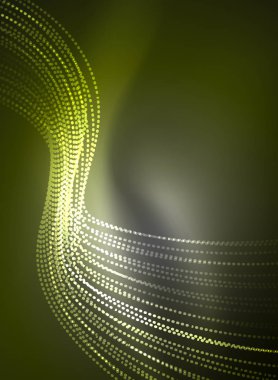 Parçacıklar koyu renk arka plan üzerinde oluşturulan parlayan dalga