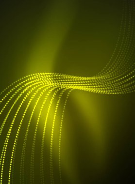 Parçacıklar koyu renk arka plan üzerinde oluşturulan parlayan dalga