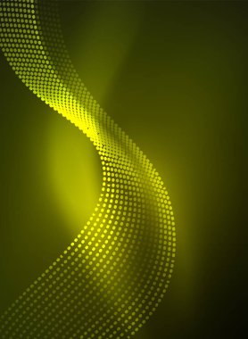 Parçacıklar koyu renk arka plan üzerinde oluşturulan parlayan dalga