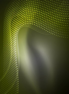 Parçacıklar koyu renk arka plan üzerinde oluşturulan parlayan dalga