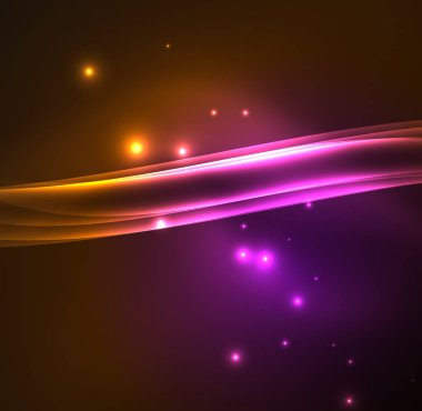 Enerji hatları, karanlıkta parlayan dalgalar vektör arka plan