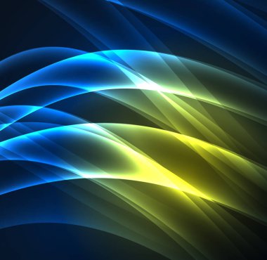 Enerji hatları, karanlıkta parlayan dalgalar vektör arka plan