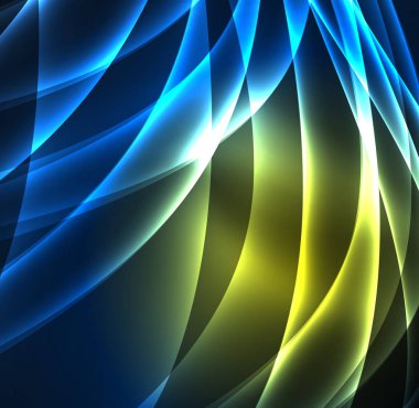 Enerji hatları, karanlıkta parlayan dalgalar vektör arka plan