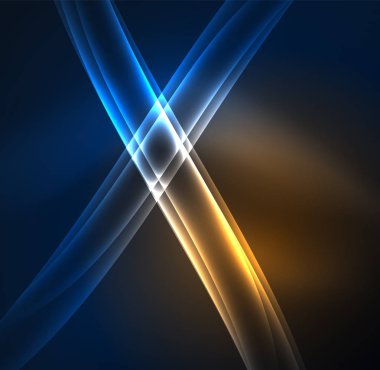 Enerji hatları, karanlıkta parlayan dalgalar vektör arka plan