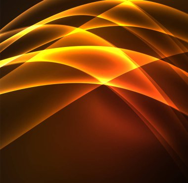 Enerji hatları, karanlıkta parlayan dalgalar vektör arka plan