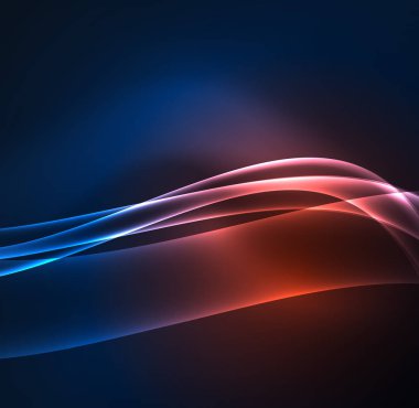 Enerji hatları, karanlıkta parlayan dalgalar vektör arka plan