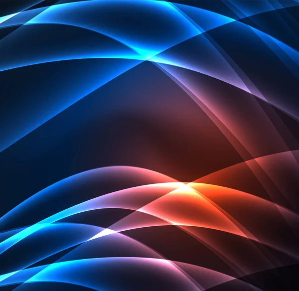 Enerji hatları, karanlıkta parlayan dalgalar vektör arka plan