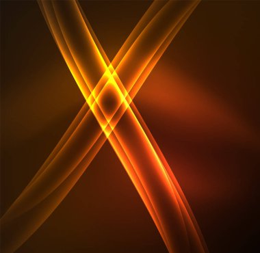 Enerji hatları, karanlıkta parlayan dalgalar vektör arka plan