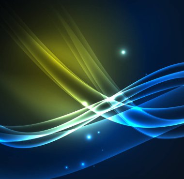 Enerji hatları, karanlıkta parlayan dalgalar vektör arka plan