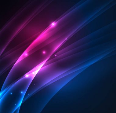 Enerji hatları, karanlıkta parlayan dalgalar vektör arka plan