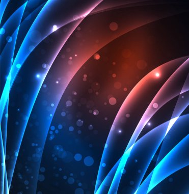 Enerji hatları, karanlıkta parlayan dalgalar vektör arka plan