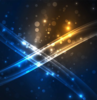 Enerji hatları, karanlıkta parlayan dalgalar vektör arka plan