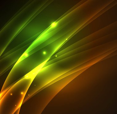 Enerji hatları, karanlıkta parlayan dalgalar vektör arka plan