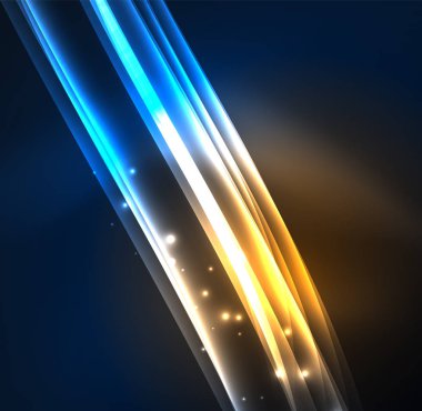 Enerji hatları, karanlıkta parlayan dalgalar vektör arka plan