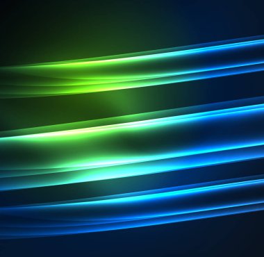 Enerji hatları, karanlıkta parlayan dalgalar vektör arka plan