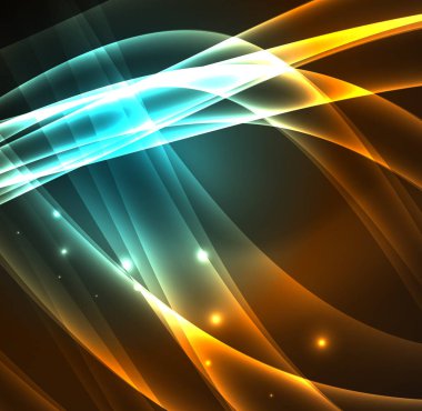 Enerji hatları, karanlıkta parlayan dalgalar vektör arka plan