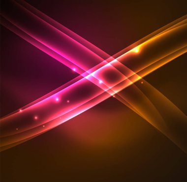 Enerji hatları, karanlıkta parlayan dalgalar vektör arka plan