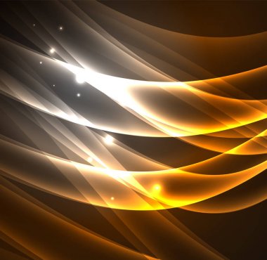 Enerji hatları, karanlıkta parlayan dalgalar vektör arka plan