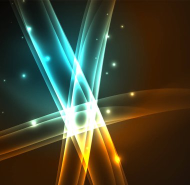 Enerji hatları, karanlıkta parlayan dalgalar vektör arka plan