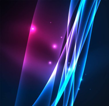 Enerji hatları, karanlıkta parlayan dalgalar vektör arka plan